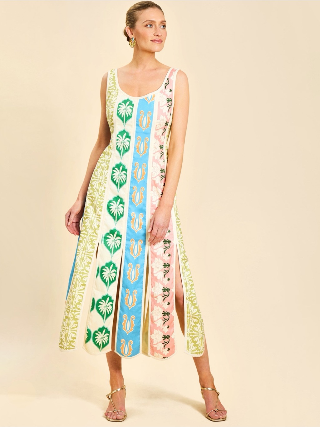 Mestiza New York Women’s Line Monte Carlo Scoop Neck Car Wash Hem Midi Dress New